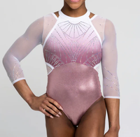 Justaucorps de compétition violet dégradé scintillant rose pour la performance de compétition Justaucorps serré pour filles enfants femmes