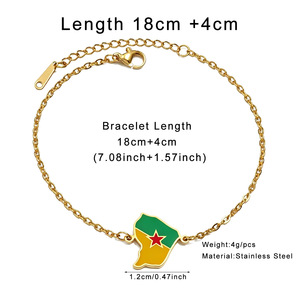 Pulsera de Cadena Delicada con Esmalte de Reunión, Guadalupe, <span class=keywords><strong>Martinica</strong></span>, Guayana Francesa, Acero Inoxidable 304, Joyería Patriótica de Recuerdo - Product Image 5