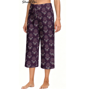Pantalones Capri de Yoga y Lounge de Pierna Ancha con Diseño de Atrapasueños, Suaves como la Mantequilla, de Cintura Alta, con Cordón Funcional, Suaves, Venta al por Mayor Personalizados - Product Image 2