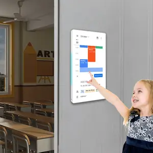 Sinmar Panel de Monitor de pantalla táctil de montaje en pared Pc Smart Classroom Android Linux Pantalla táctil con calendario de Google para aula