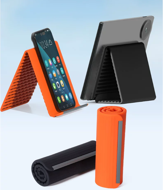 Foldable Silicone Aluminum Holder, Flexible Silicone Phone Stand with Anti-Slip Pad, Portable Multi-Angle Stand for Phone Tablet