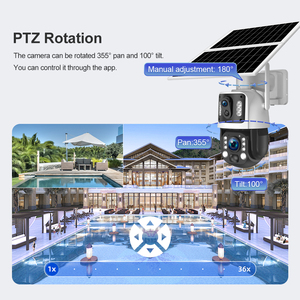 Kim loại ống kính kép 3MP + 3MP Camera An Ninh với 20 Wát panel năng lượng mặt trời 15600mAh 36x Zoom quang học báo động WIFI năng lượng mặt trời Máy ảnh ubbox Pro App - Product Image 4