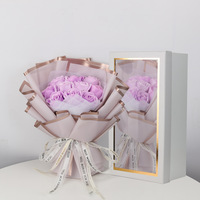 10pcs Bouquet de roses artificielles en savon, boîte cadeau décorative pour petite amie, remise de diplôme et Noël