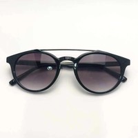Lunettes de soleil polarisées rétro hip-hop, monture ronde en alliage, noir mat, pour hommes, style classique, personnalisables
