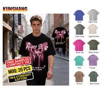 T-shirt vierge en coton épais 280 g/m², lavage vintage, imprimé strass, style streetwear hip-hop, coupe oversize, personnalisable, pour l'été