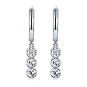 Pendientes de Aro con Borlas de Moissanita de 3mm y 4mm, Corte Esmeralda, Plata de Ley, Joyería con Forma de Llave y Silicona, de All Fashion - Product Image 1