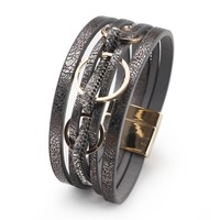 Bracelet magnétique multi-couches en similicuir tressé à la main, style euro-américain, minimaliste, cadeau pour femme, vente en gros