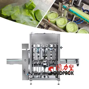 Machine de remplissage automatique pour sauce avec mélange, bouteille de pâte à base de basilic, salsa, Mojo, green, chimijurri, matcha, moutarde, wasabi