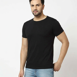 เสื้อยืดสำหรับผู้ชาย เสื้อยืดฤดูร้อนสีดำล้วน ผ้าฝ้ายผสม - Product Image 1