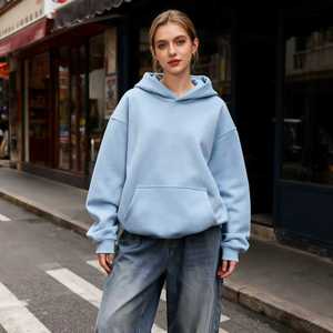 Sudadera con Capucha TKAN438D, Estilo Nuevo, Color Sólido, Sin Cordones, Talla Grande, Informal, Gruesa, 100% Algodón, Diseño con Logotipo en Blanco, con Bolsillo - Product Image 1