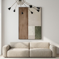 Peinture à l'huile sur toile 100% faite à la main, multi-texturée, blocs de couleur, art abstrait nordique, cadre fin, taille personnalisable, villa de luxe