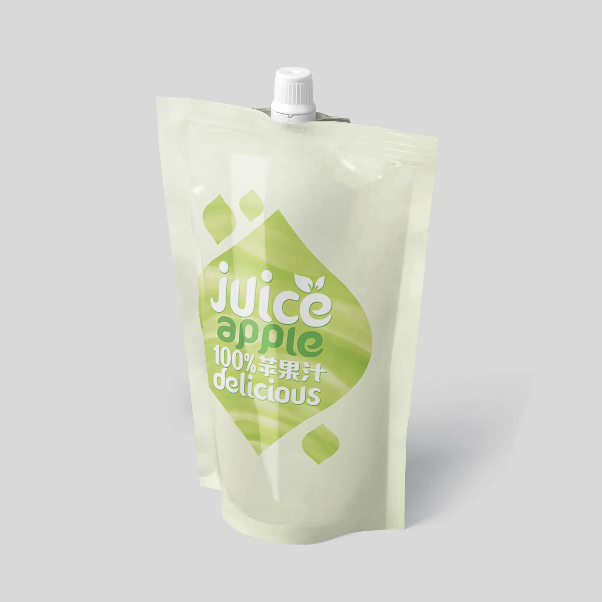 Sacchetto d'imballaggio di plastica del succo di mela della frutta del commestibile di Logo stampato personalizzato sacchetto del beccuccio liquido da 16 once per succo/liquido/latte