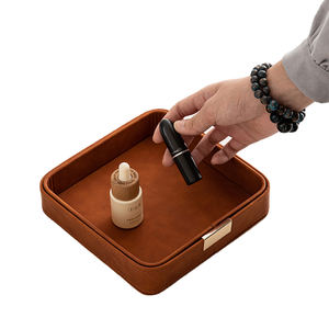 Boîte de rangement en cuir écologique haut de gamme, fabriquée à la main, pour clés, <span class=keywords><strong>bijoux</strong></span> et cosmétiques, boîte de rangement de bureau, boîte à mémos promotionnelle tendance - Product Image 1