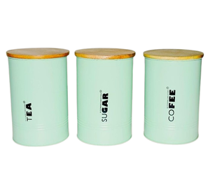 Boîte en métal et en étain pour le stockage de l'ail, pour la cuisine à domicile, cadeaux, couleur verte, couvercle en bambou, boîte beige, beurre, thé, café, sucre - Product Image 3