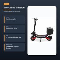 Trottinette électrique double 3000W, batterie 60V 23Ah, autonomie 60KM, vitesse 75KMH, pneus pneumatiques 12 pouces, freins hydrauliques, entrepôt Europe