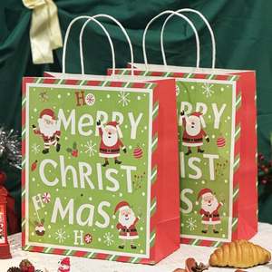 Meilleures ventes - Sacs shopping en papier kraft brun et blanc personnalisés, écologiques, petits sacs cadeaux de Noël avec logo, pour usage artisanal - Product Image 5