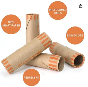 Emballages de pièces de monnaie préformés en papier kraft de qualité supérieure, assortis par valeur nominale, codés par couleur ABA pour un comptage et un stockage rapides des pièces de monnaie - Product Image 4