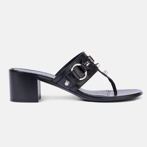 Mules et sandales à talons carrés bas pour femmes, style escarpins, avec rivets métalliques, pour la plage d'été - Product Image 4