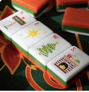 Juego de Mahjong Americano de Lujo para las Fiestas Navideñas, Serie <span class=keywords><strong>Ludo</strong></span>, 160 Fichas Acrílicas con Reverso Rojo, Tema de Santa Claus, para Niños y Profesionales - Product Image 5