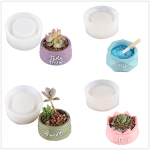 ตาชั่งปลาทรงกระบอกทำจากเรซิน Diy,ตาชั่งเพชรพื้นผิวบัวกระถางปลูกพืชอวบน้ำแม่พิมพ์ที่เขี่ยบุหรี่ถ้วยเทียนหอม4ชิ้น - Product Image 1