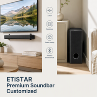 OEMODM 2.1CH ETISTAR 400mm Mini Sound Bar dengan Subwoofer Desain Modern Hemat-Ruang Remote Control TV HDMI Sistem Home Theater