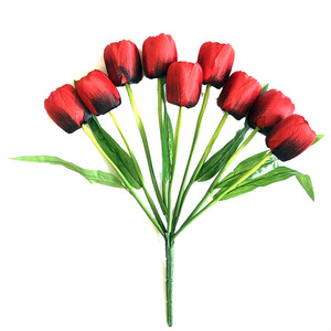Fleurs de tulipes artificielles, bouquet en soie à 9 têtes, 40 cm, décoration de la maison, accessoires de mariage - Product Image 5