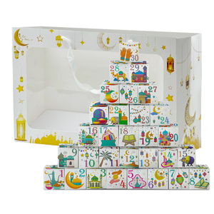 กล่องของเล่นปฏิทินนับถอยหลังรอมฎอน 623271 - ขนาด 37.5x15x24.5 ซม. ของตกแต่งสำหรับเด็กมุสลิมแบบมีปฏิสัมพันธ์สนุกสนานพร้อมหน้าต่างโปร่งใส - Product Image 1