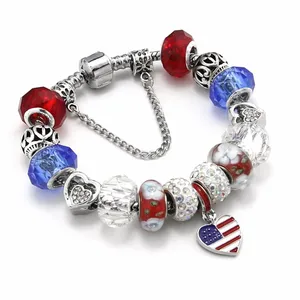 KEORMA custom made national flags Pendant European Silver Plated Bead Charm Bracelet Beads Fit Women Bracelets & Bangles Jewelry