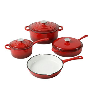 E-Top - Ollas y Sartenes de Cocina al por Mayor, Color Personalizable, <span class=keywords><strong>Olla</strong></span> y Sartén de Hierro Fundido Esmaltado con Tapa para la Cena Familiar - Product Image 1