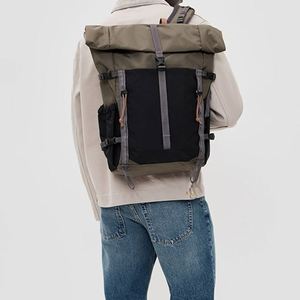 Custom Nylon Rolltop <b>Backpack</b> Casual Travel Zipper Daypack Unisex Letter Pattern Waterproof Laptop Rucksack Outdoor Hiking - Product Image 6