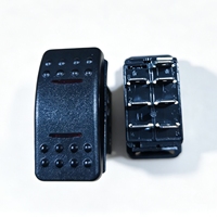 Interrupteur à bascule étanche et anti-poussière DC12V24V DPDT ON-OFF-ON 7P avec couvercle noir et double éclairage rouge pour la modification de camions, bateaux et embarcations marines