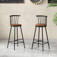 Tabouret de bar moderne en fer forgé avec dossier en cuir synthétique pour salon ou magasin de thé au lait/meubles de café