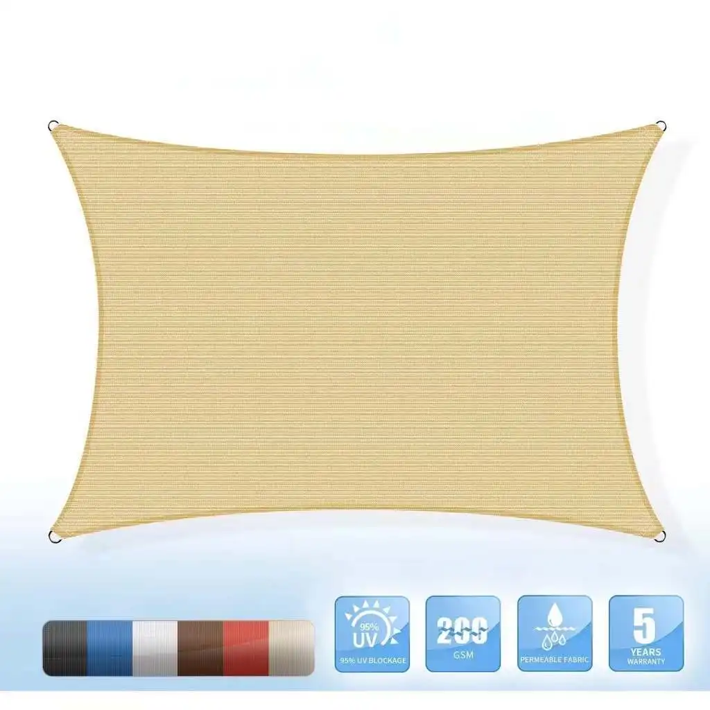 Voile d'ombrage sable étanche personnalisée pour patio extérieur, terrasses de jardin, rectangle