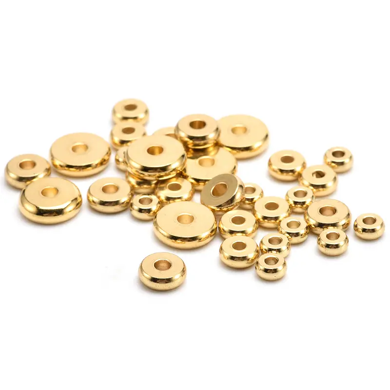 Solid Flat Disc Round Spacer Beads Rondelle 304 Stainless Steel Ring Loose Stopper Beads Charms for Bracelet Necklace Jewelry