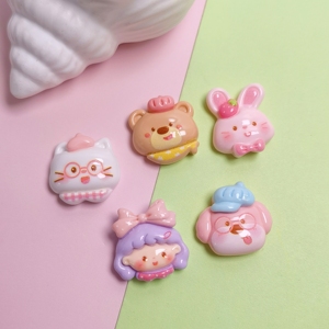 เรซิ่นรูปการ์ตูนน่ารัก - หัวสุนัข กระต่าย หมี แมว สำหรับตกแต่งสมุดภาพและกิ๊บติดผม - Product Image 6