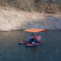 Bateau catamaran gonflable double avec auvent, ponton de pêche gonflable Drop Stitch, parfait pour la navigation en douceur et les activités aquatiques