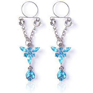 Anillo de pezón ajustable sin perforación POENNIS, 6 anillos de pezón colgantes de mariposa hiperalergénica de circón transparente - Product Image 4