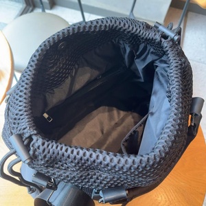 Sac à bandoulière en cuir véritable et maille noire pour femme, fermeture à cordon, grande capacité, en tissu nylon, fermeture éclair en maille, sac de voyage décontracté - Product Image 6
