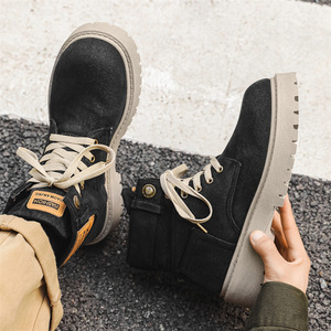 Bottes <span class=keywords><strong>Martin</strong></span> pour hommes, <span class=keywords><strong>style</strong></span> britannique, en denim, montantes, rétro, pour <span class=keywords><strong>moto</strong></span>, à plateforme, <span class=keywords><strong>style</strong></span> utilitaire - Product Image 3