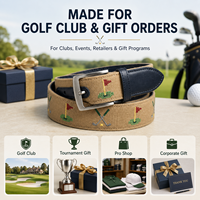 Ceinture de golf brodée marine pour hommes, en toile, avec logo personnalisé, marque privée, fournisseur en gros pour magasins professionnels