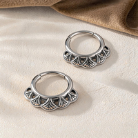 Anneau de septum en acier chirurgical en forme d'éventail avec dentelle, anneau segmenté articulé, anneau de nez, boucle d'oreille pour cartilage et daith, bijou de piercing unisexe