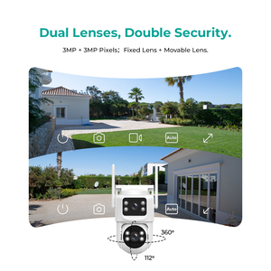Cámara de Seguridad para Exteriores OEM ODM CAM180 de Doble Lente 2K+2K, 360 °   PTZ, Detección de Personas y Vehículos, Alarma con Foco y Sirena - Product Image 2