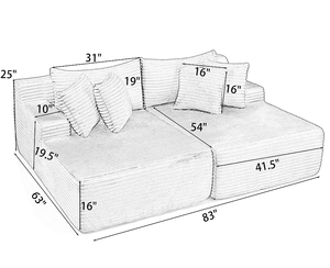 Canapé convertible deux places moderne pour appartement, fauteuil de salon compressé, aucun assemblage requis, en tissu velours côtelé - Product Image 3