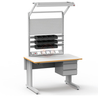 Station de travail modulaire ESD Detall pour l'assemblage d'instruments optiques, table anti-statique et sans poussière en acier laminé à froid pour entrepôt