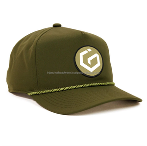 Gorra Trucker Verde Oliva de 6 Paneles con Bordado de Logotipo Geométrico, Ajustable, Unisex, Casual, para Adultos, Transpirable, de Lona de Algodón - Product Image 2