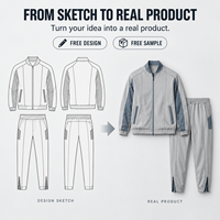 Ensemble de survêtement personnalisé pour homme en polyester interlock avec veste bomber à empiècements contrastants et pantalon à fermeture éclair aux chevilles pour le sport et le quotidien