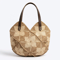 Sac fourre-tout décontracté en raphia tressé fait main, sac à bandoulière géométrique pour la plage et les voyages, doux, pour femme, marque privée OEM ODM