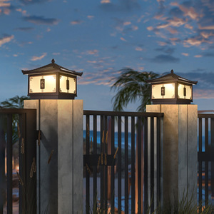 Solar Pillar <b>Lamp</b> Outdoor Waterproof Lighting New Rural Antique Gate Courtyard Villa Fence Pillar <b>Lamp</b> - Product Image 4