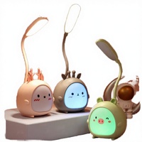 Lampe de bureau LED électrique USB rechargeable en ABS, motif animal mignon, lumière chaude et froide (3000K-6000K) à CRI élevé, intensité réglable, pour dortoir