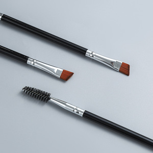 Brosse à sourcils portable à double usage avec manche en plastique tête plate biseautée/conception en spirale pour l'application de mascara crayon à sourcils - Product Image 2